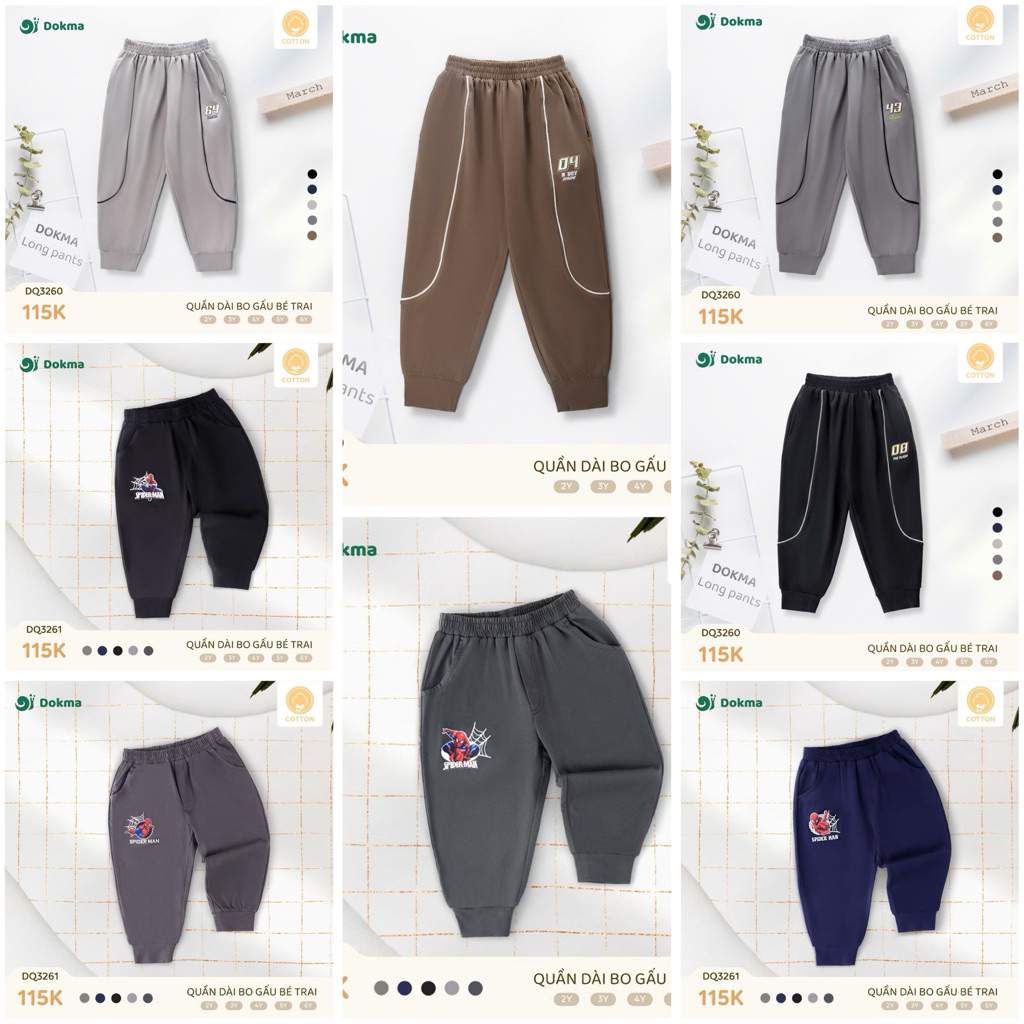 DOKMA - Quần dài cotton cho bé trai 2-6y