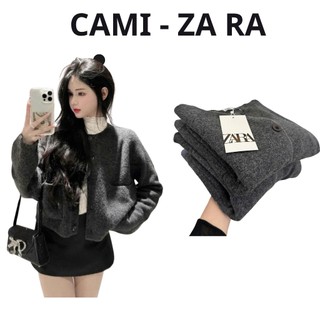  Áo Len Cardigan Nữ Dáng Ngắn Xám Lông Chuột – Cardigan Form Rộng Hàn Quốc Hot Trend Thu Đông 2025 