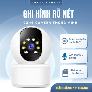 Camera Wifi Xoay 360 Độ Thông Minh Full HD 1080P Hỗ Trợ Thẻ Nhớ, Đàm Thoại 2 Chiều, Báo Động Chuyển Động