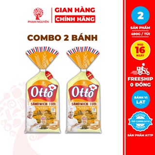 Combo 2 Túi Bánh Sandwich tươi lạt Otto (490g/245g) | Bánh ăn sáng | Bánh mì tươi | Đồ ăn vặt