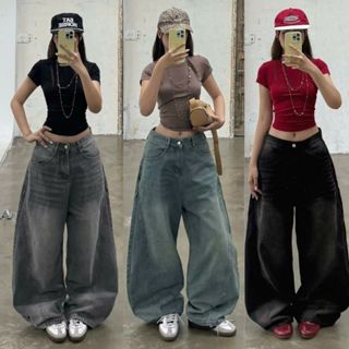  Quần Jean Nữ ỐNG RỘNG Cong MIAA ống rộng 30cm dáng rộng lưng cao màu xanh xám đen ĐỦ SIZE BIGSIZE 