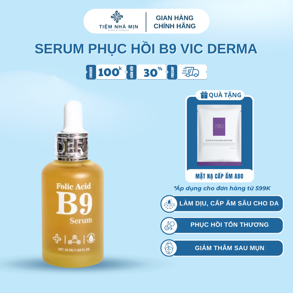 Serum Vic Derma B9 Folic Acid – Phục Hồi Da, Trẻ Hóa, Dưỡng Ẩm Chuyên Sâu 50ml