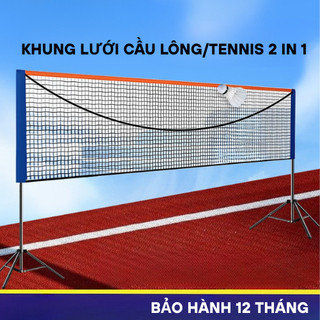 Khung Lưới Cầu Lông/Tennis Di Động 2 Trong 1 Ngoài Trời Trong Nhà Tiện Lợi Tiêu Chuẩn Thi Đấu ( Tặng Lưới )