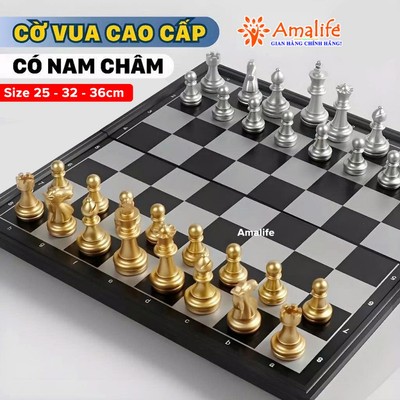 Cờ Vua Cao Cấp Mạ Nhũ Vàng Bạc Chuẩn Thi Đấu Quốc Tế - Cờ Vua Có Nam Châm Từ Tính, Đồ Chơi Board Game Phát Triển Trí Tuệ