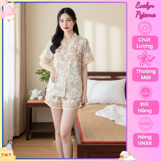 [PIJAMA] Bộ Đồ Mặc Nhà Nữ Evalyn Trắng Ngọc Trai Họa Tiết Sang Trọng Chất Lụa Hàn Full Size