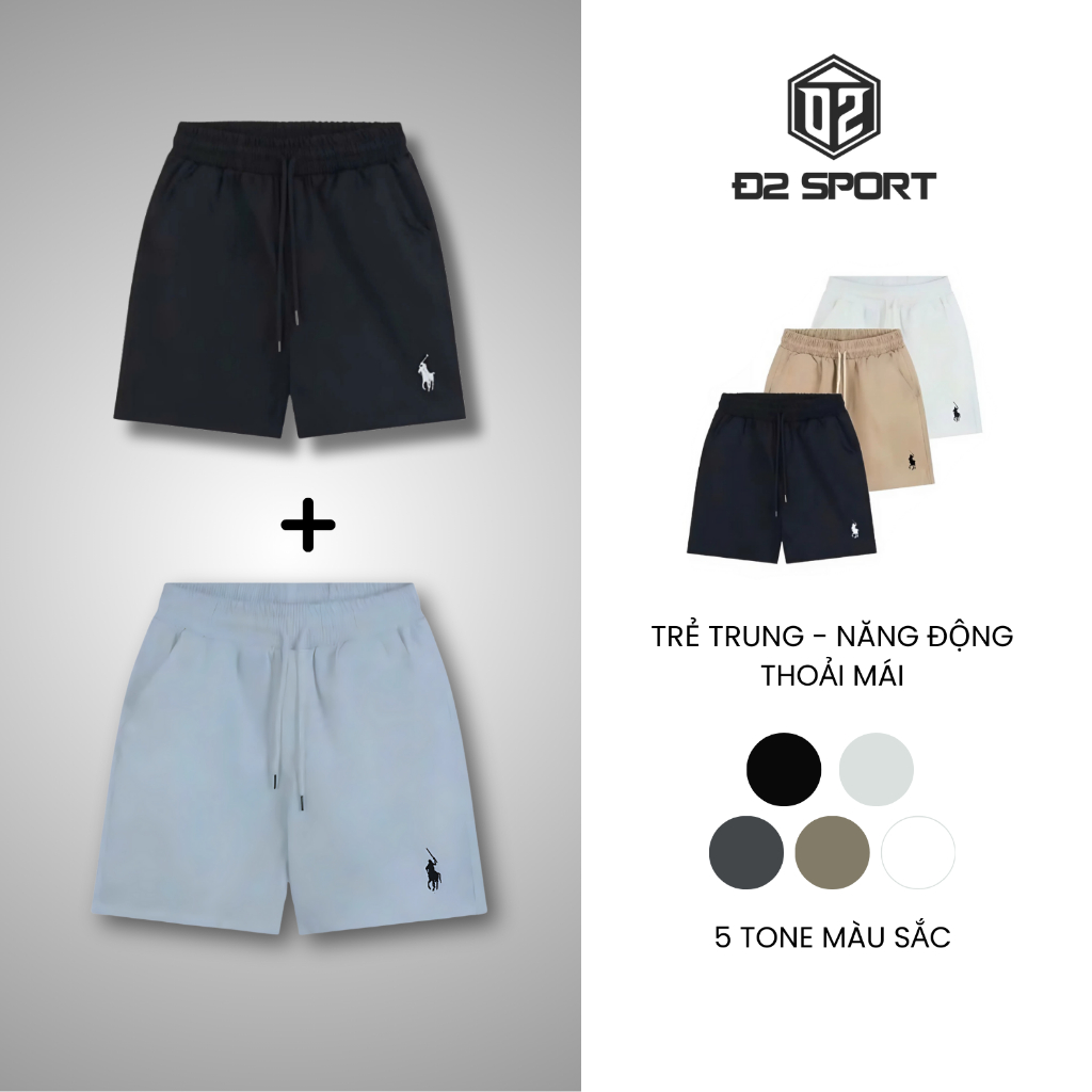 Combo Quần Short Nam Thêu Ngựa Chất Liệu Kaki Gió D2 Sport Trẻ Trung Năng Động Thoải Mái