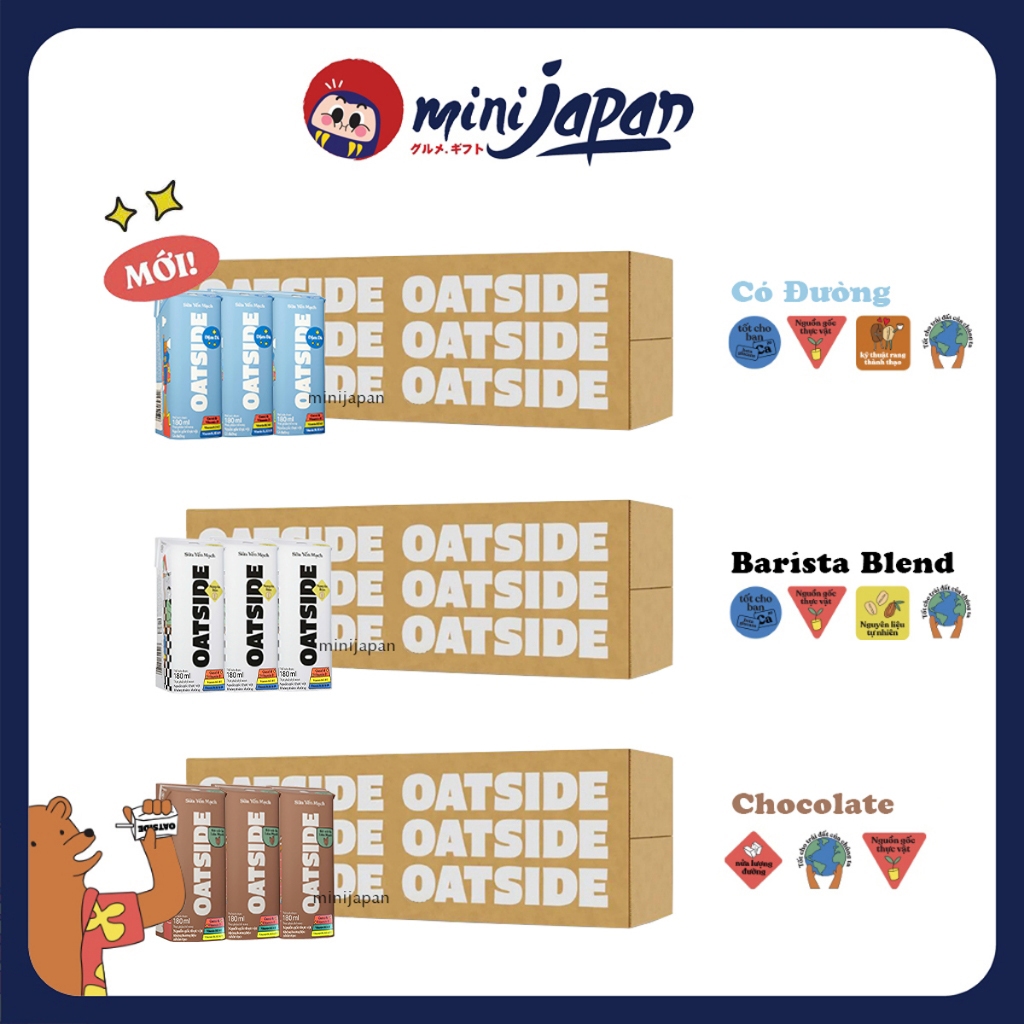 Thùng 24 Hộp Nhỏ 180ml Sữa Yến Mạch Oatside Barista Oat Milk Indonesia/ThaiLand