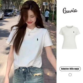 Áo Thun Babytee THÊU NGỰA Nữ Trơn Ôm Body, Áo Thun Nữ Tay Ngắn Chất Borip Mềm Mát GUVIA ADD41