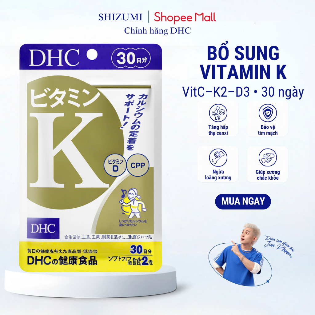 Viên Uống DHC Vitamin K2 D3 CPP – Hỗ Trợ Xương Khớp, Tăng Hấp Thụ Canxi [30 Ngày/ 60 Viên]