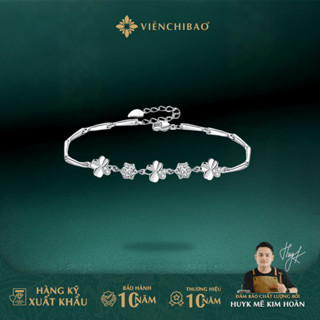 Lắc tay bạc nữ cỏ bốn lá may mắn dây rút chất liệu bạc ý 925 - Viễn Chí Bảo  L400747