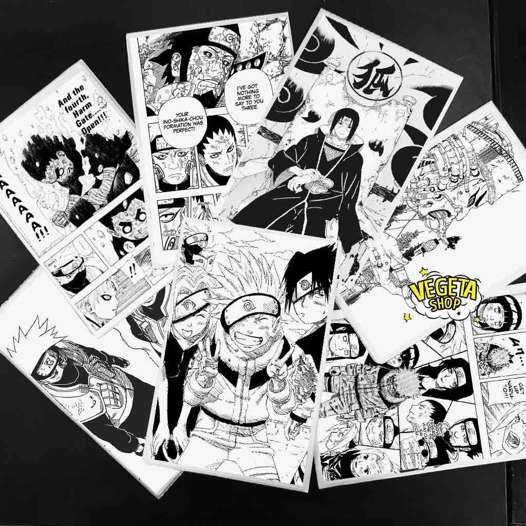 100 Tranh Manga Anime truyện tranh có keo Naruto Sasuke Itachi Kakashi Akatsuki Rock Lee Sakura Jira