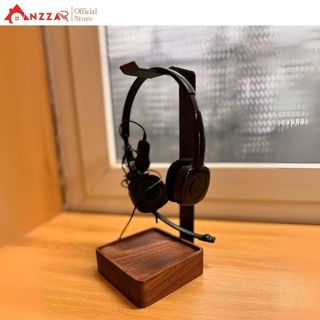  Giá Treo Tai Nghe Đế Vuông Decor Bàn Làm Việc – Gỗ Óc Chó & Thép Sơn Bền Đẹp 