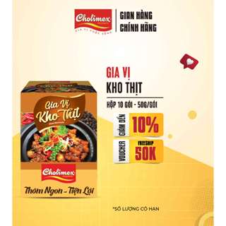  Hộp Gia Vị Kho Thịt Cholimex 50g  10 Gói Hộp  – Gia Vị Nấu Ăn Tiện Lợi – Kho Đậm Đà Chuẩn Vị Việt 
