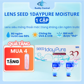 (1 CẶP-2 CHIẾC) Lens Seed 1 ngày không màu 1 day Pure moisture full độ cận - Buddy Central