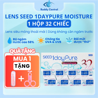 (Hộp 32 chiếc) Lens Seed 1 ngày trong suốt 1 day Pure moisture full độ cận - Buddy Central