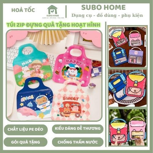 Combo 10 túi zip mini hoạt hình dễ thương đựng đồ cầm tay cho trẻ em bánh thức ăn nhẹ quà tặng ngày lễ cho học sinh