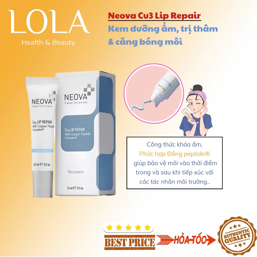Neova Cu3 Lip Repair - Son Dưỡng Môi Mềm Mịn, Căng Mọng