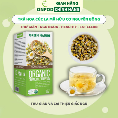 Trà hoa cúc la mã hữu cơ nguyên bông Green Nature ONFOD thư giãn cải thiện giấc ngủ