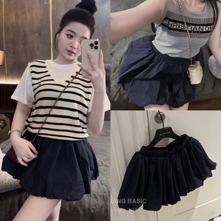  CHÂN VÁY NGẮN XOÈ PHỒNG DÁNG BÍ metwo.dearu - Chân váy thô bom trơn xoè bồng QC basic cạp chun có lót quần ulzzang HQ 
