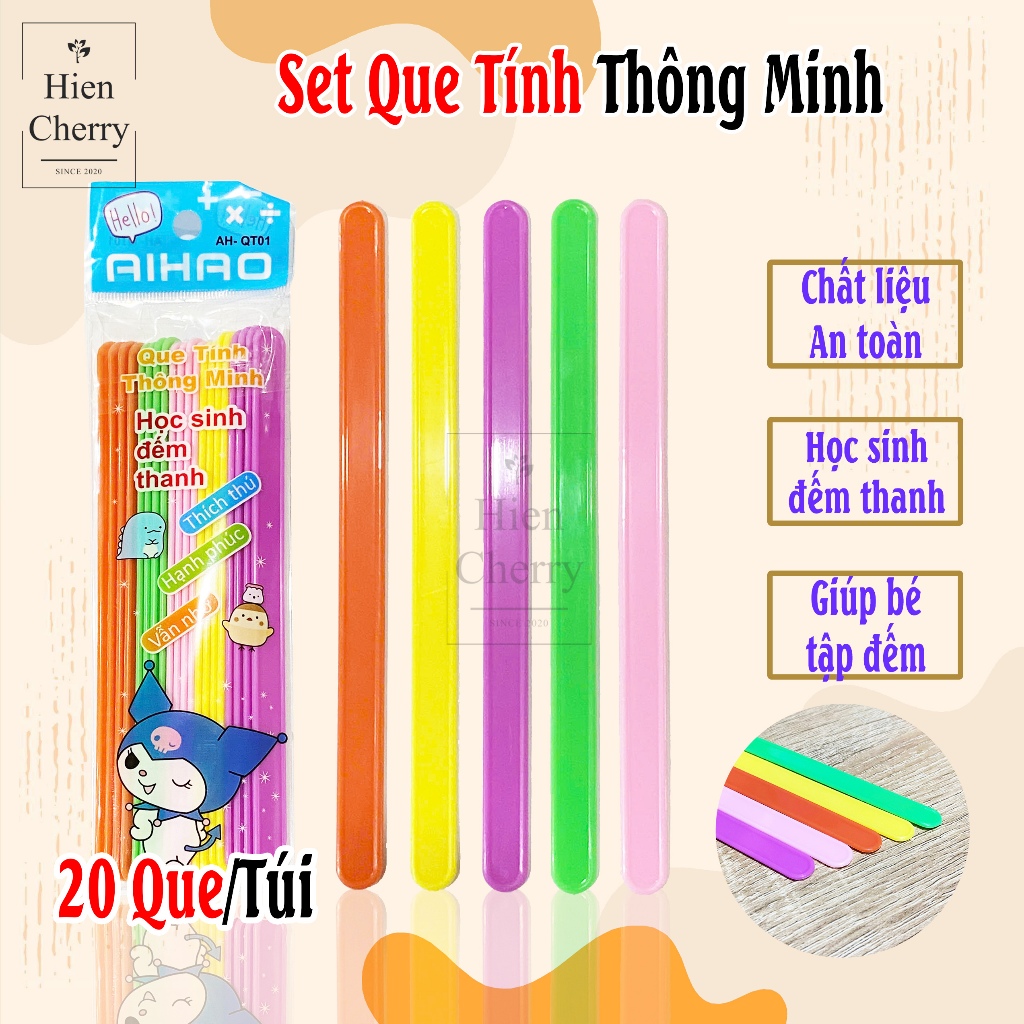 Combo 100 Que Tính Tập Đếm AIHAO, Que Tính Nhựa Học Toán Đếm Số Cho Bé - Hiền Cherry's Shop