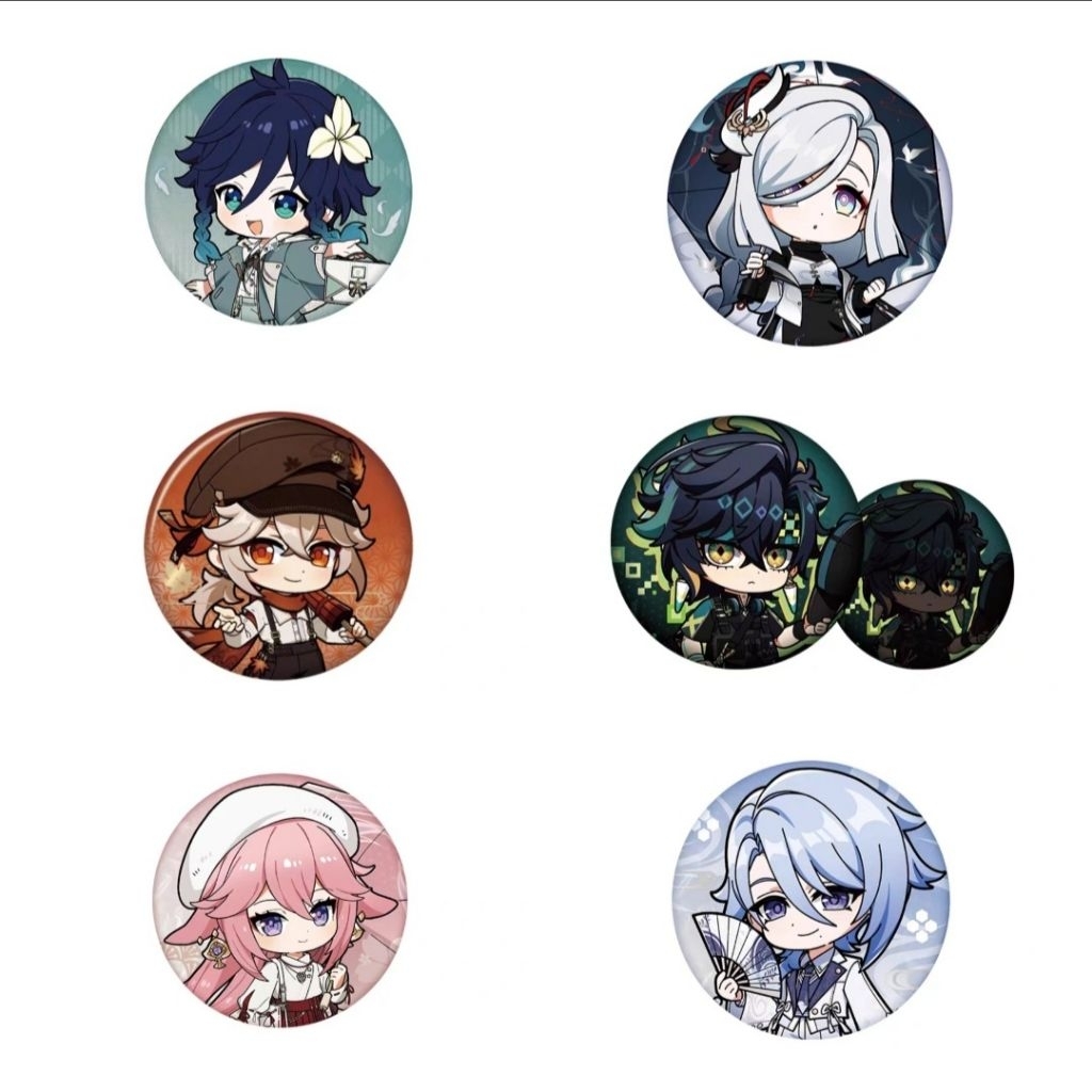 [miHoYo] Badge phản quang, pin tròn cài balo, huy hiệu tròn Genshin Impact