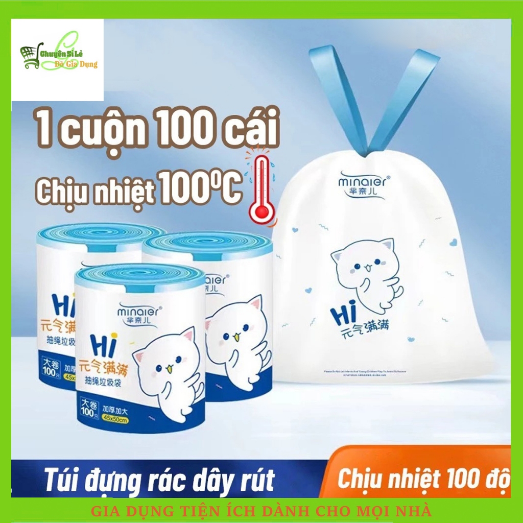 Túi Đựng Rác Có Dây Kéo loại 100 Túi. Loại Siêu Dày Dai Chắc Chắn, Túi Đựng Rác