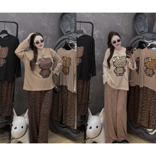 Set bộ áo tay dài quần beo, chất liệu áo thun giấy mỏng nhẹ quần tăm lạnh cho nữ có size lên tới 80kg