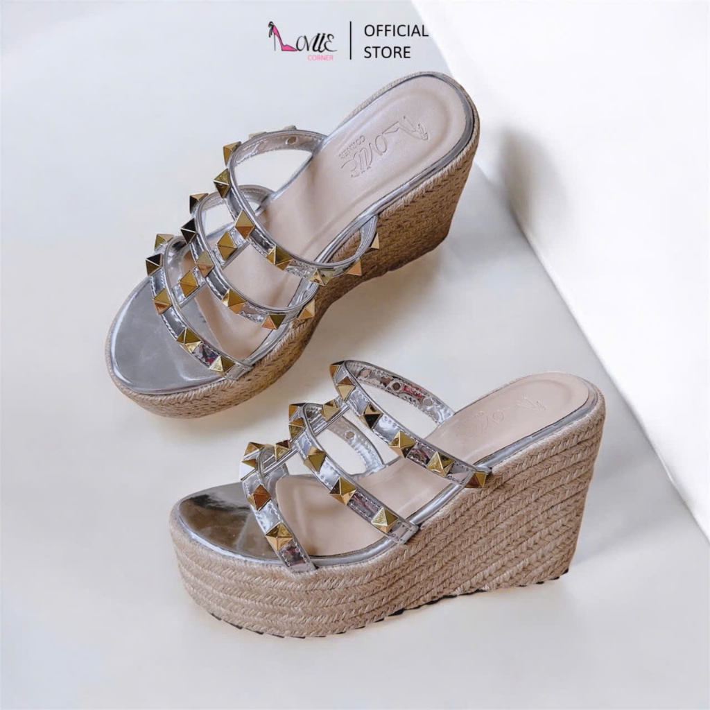 LOVIIECORNER - DÉP XUỒNG CAO ĐẾ BẰNG MŨI TRÒN - XUỒNG CÓI QUA MẢNH ĐÍNH CHARM HIỆN ĐẠI CAO 10PHÂN - 