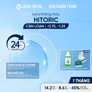 Lens cận loạn thị trong suốt 1 tháng HiTORIC silicone hydrogel, kính áp tròng cận loạn đeo 24h dưỡng ẩm - Lens Optic