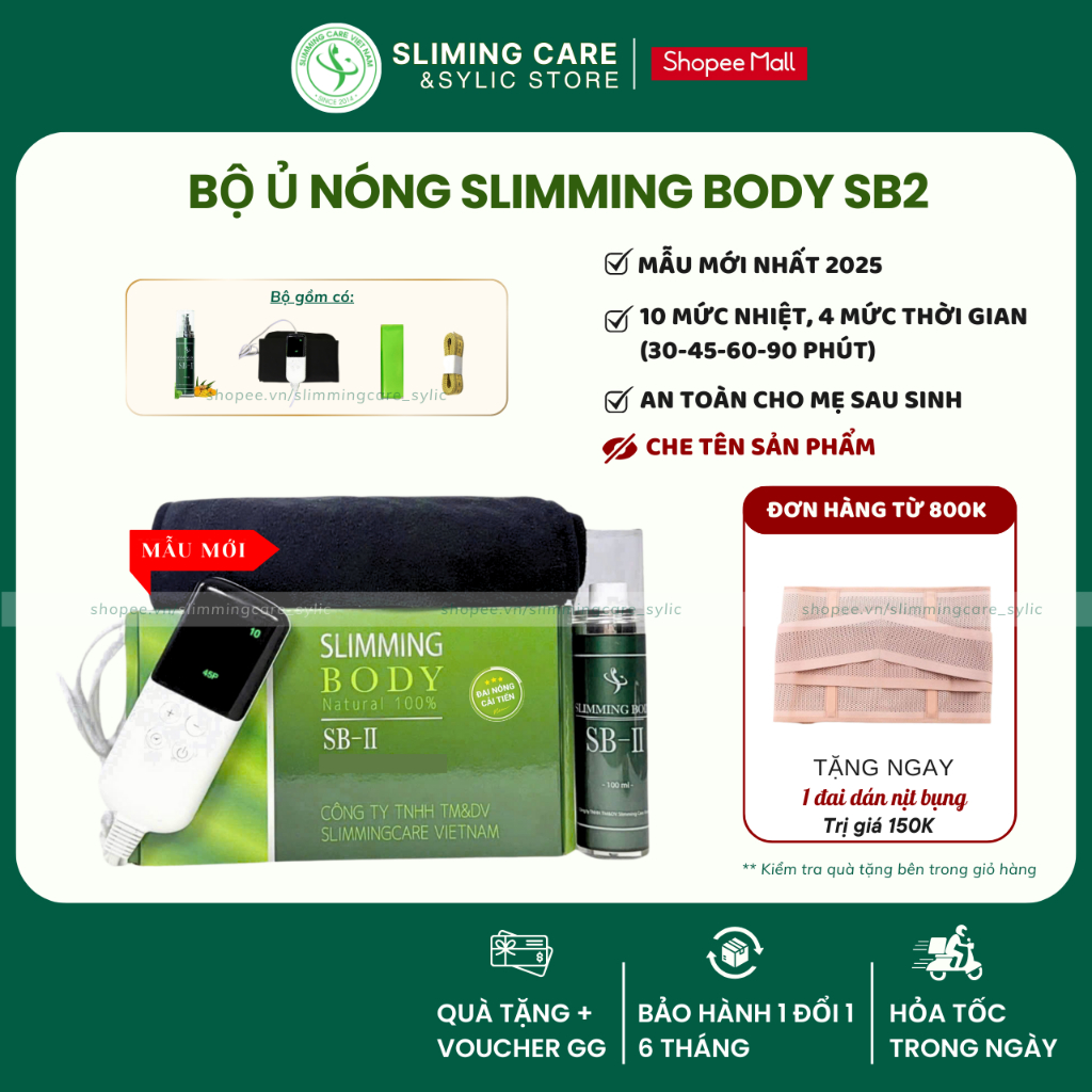 Bộ Ủ Nóng Thải Mỡ Slimming Body SB2 Bản Cải Tiến Giúp Thon Gọn Vòng Eo, Đùi, Bắp Tay - Slimming Care