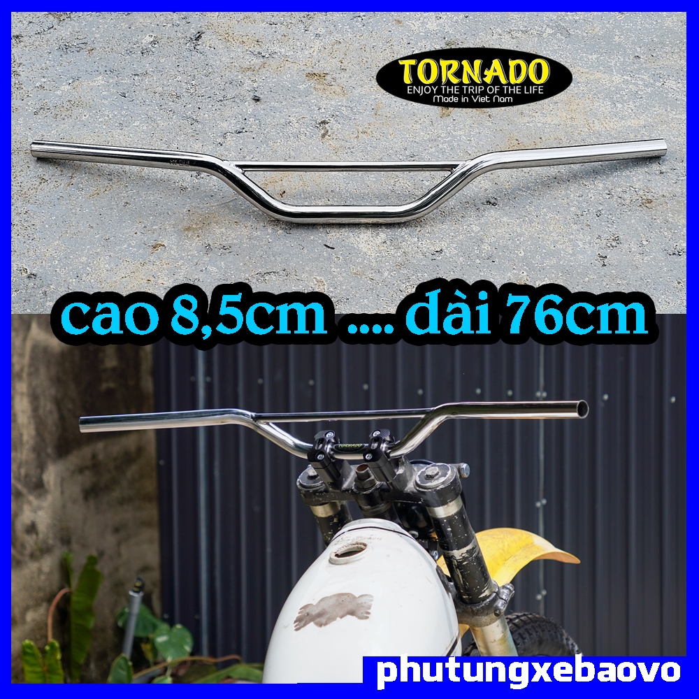 Ghi đông TORNADO TC1 phong cách tracker, scrambler, cào cào (22mm)