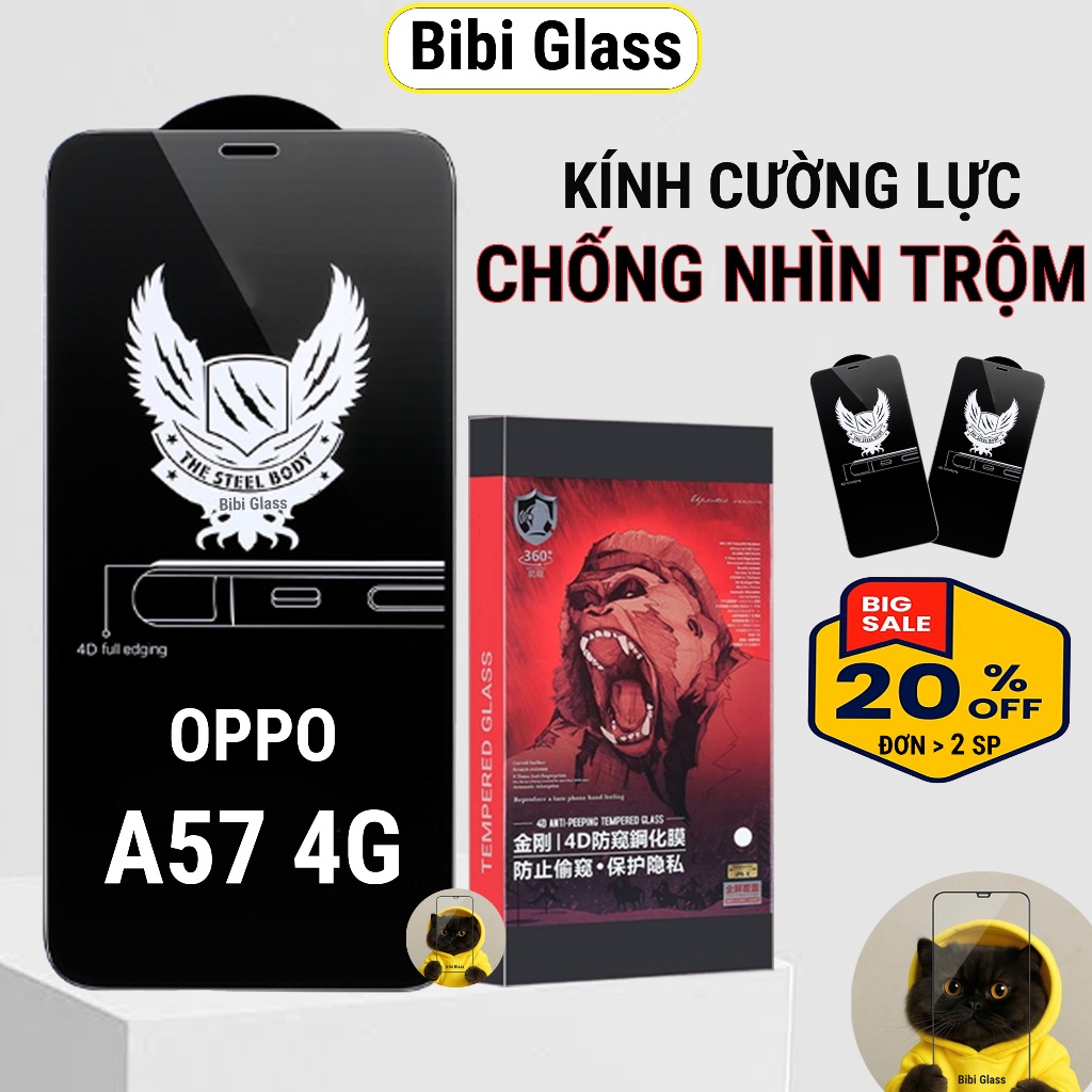 Kính cường lực Oppo A57 4G 2022 / A77 / A77S chống nhìn trộm full màn I Miếng dán bảo vệ màn hình