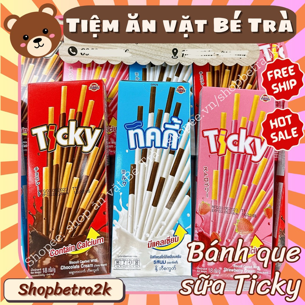 Bánh que Ticky phủ socola Thái Lan [hộp 20gr/6que]