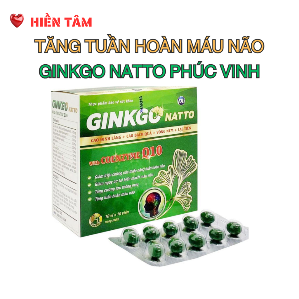 Viên Bổ Não PV Pharma Ginkgo Natto With Coenzyme Q10 Hỗ Trợ Giảm các triệu chứng của rối loạn tiền đ