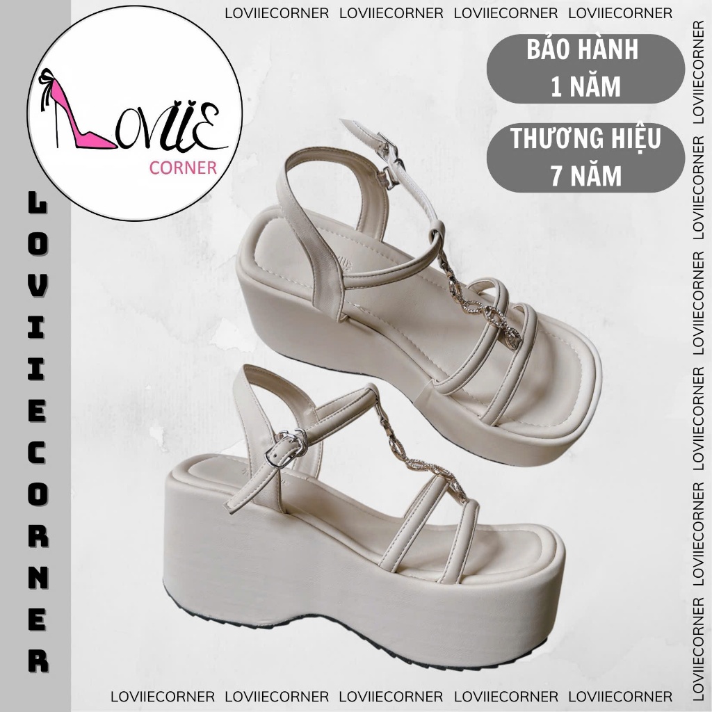 LOVIIECORNER - SANDAL ĐẾ XUỒNG ĐÍNH TAG ĐÁ  - SANDAL NỮ THỜI TRANG ĐẾ BẰNG 8 PHÂN - S250901 - S25080