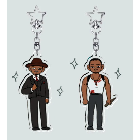 Smoke & Stack Matching Keychains Sinners 2025 | Chibi Illustration Fanart Charm Merch | Movie Lovers