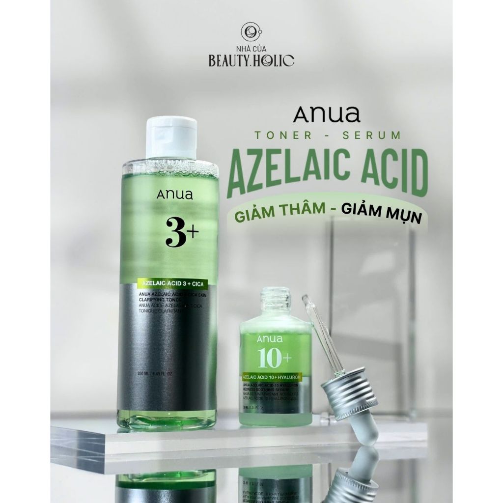 Toner & Serum giảm mụn giảm thâm ANUA AZELAIC ACID 10 HYALURON REDNESS SOOTHING SERUM -- AZELAIC ACID 3 CICA TONER