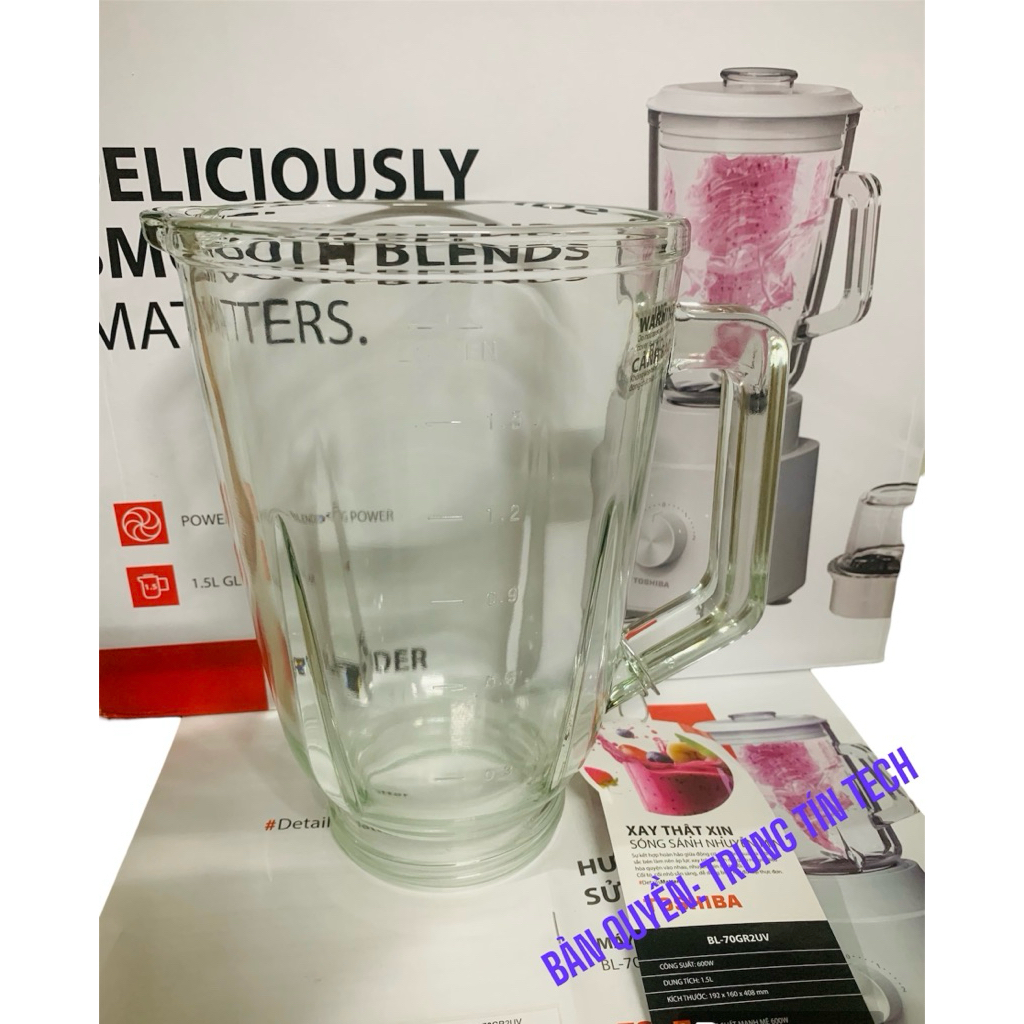 PHỤ KIỆN của máy xay sinh tố Toshiba BL-70GR2UV BL-70GR1UV 600W Cối thuỷ tinh - đế dao khô - cối xay