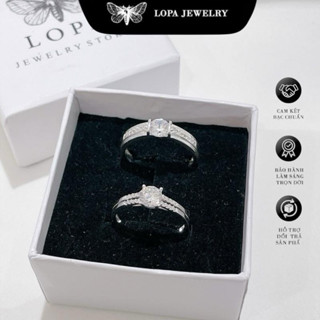   Hộp Xinh  Nhẫn đôi bạc ta SK999 nam nữ chubby xinh xắn | Nhẫn bạc cặp đính đá sang chảnh 