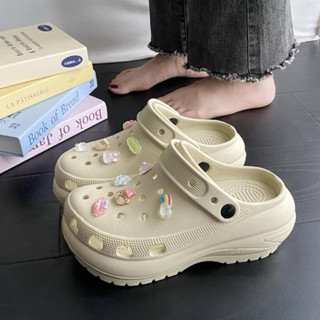  Dép sục nữ đế cao 7cm gắn charm kẹo xinh xắn chất eva sục nữ đi mưa 