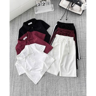   8-35kg - Set bộ Thể thao cổ sơ mi áo thêu chữ quần xuông chạy 3 sọc năng động cho bé gái  QiQi V2  