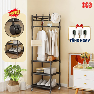  Kệ Treo Quần Áo Di Động Xoay 360° HPS Thiết Kế 2 Tầng Tiện Lợi Giá Phơi Đồ Kệ Để Giày Sơn Tĩnh Điện Chống Gỉ 