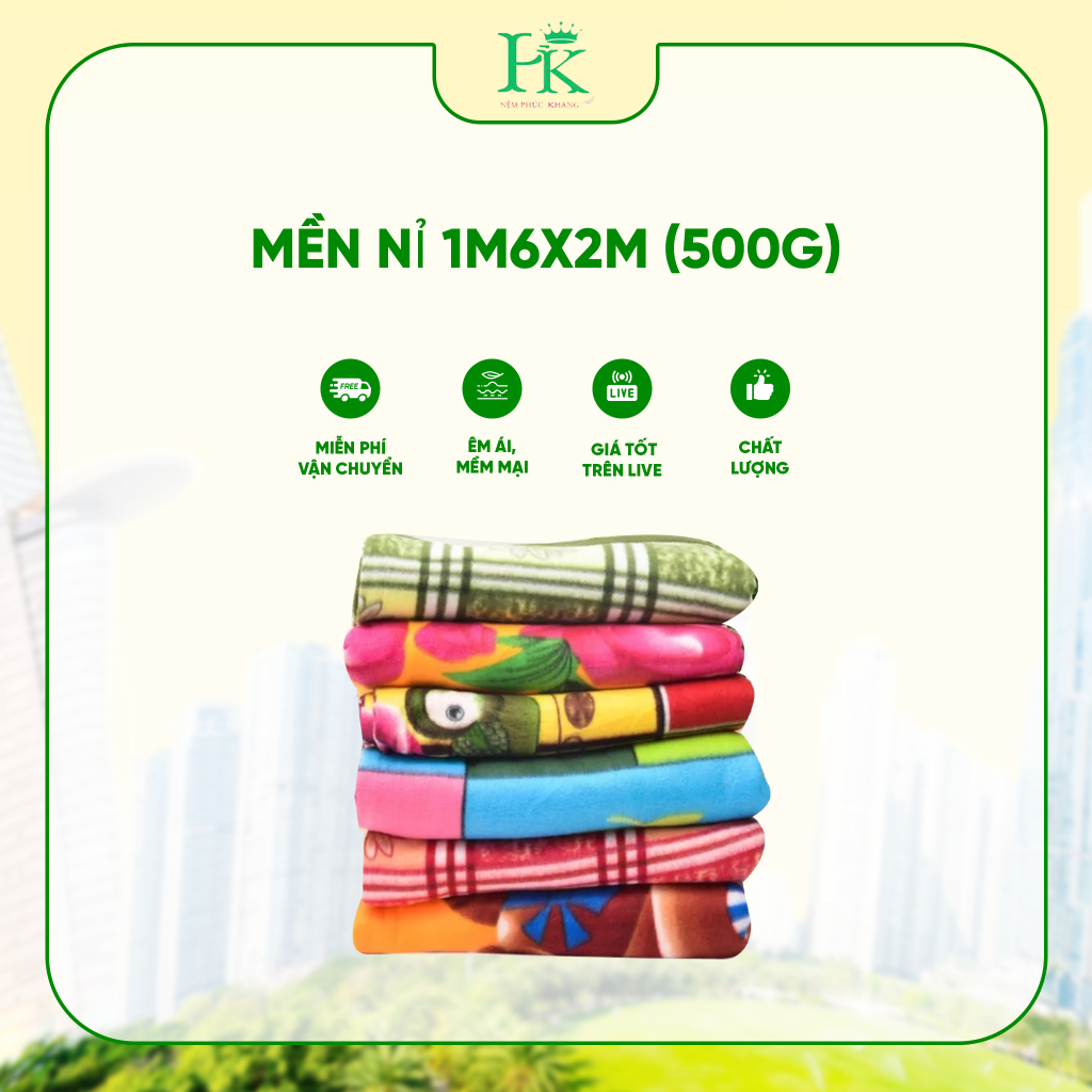 Mền nỉ 1m6x2m (500g)  Mền mịn không xù lông, giặc máy được