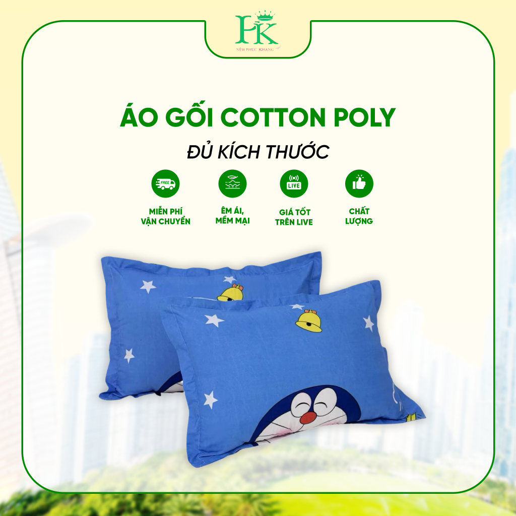 Áo gối cotton poly đủ kích thước