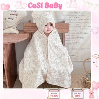  Áo choàng tắm cho bé - khăn choàng xô 4 lớp có mũ trùm cho bé sơ sinh và trẻ nhỏ CaSi BaBy 