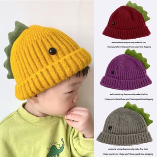  Mũ len khủng long mũ len thêu Little Bear ấm áp thời trang bé trai bé gái 