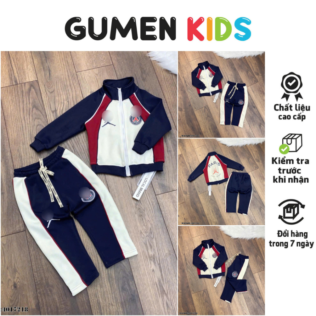 Bộ Quần Áo Thể Thao Trẻ Em PSG Chất Nỉ Da Cá - Set Bộ Bé Trai Bé Gái Thu Đông Cá Tính