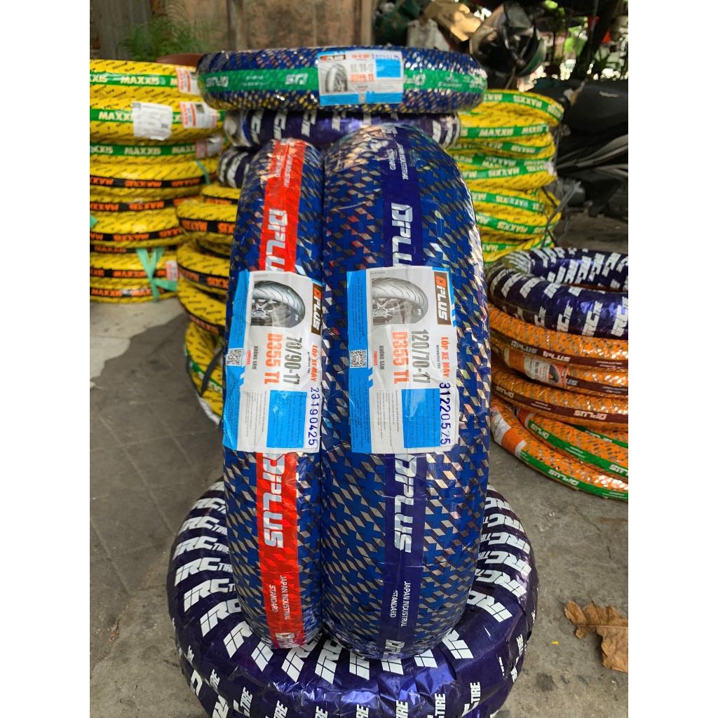 -Vỏ lốp DPLUS cho Exciter 150 đời 2015-2018, size 70/90-17,120/70-17. Vỏ không ruột