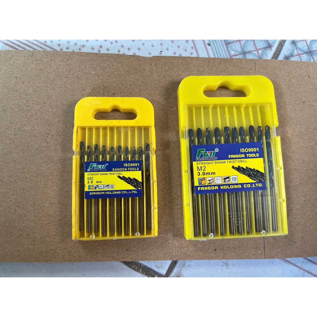 Hộp 10 Mũi Khoan sắt - thép - inox - gỗ Favi Size 2 li đến 8li