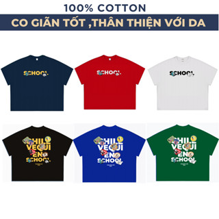 Áo thun boxy SCHOOL Local Brand Vequien Bear chất vải 100% cotton 252Gsm dày dặn phù hợp nam nữ